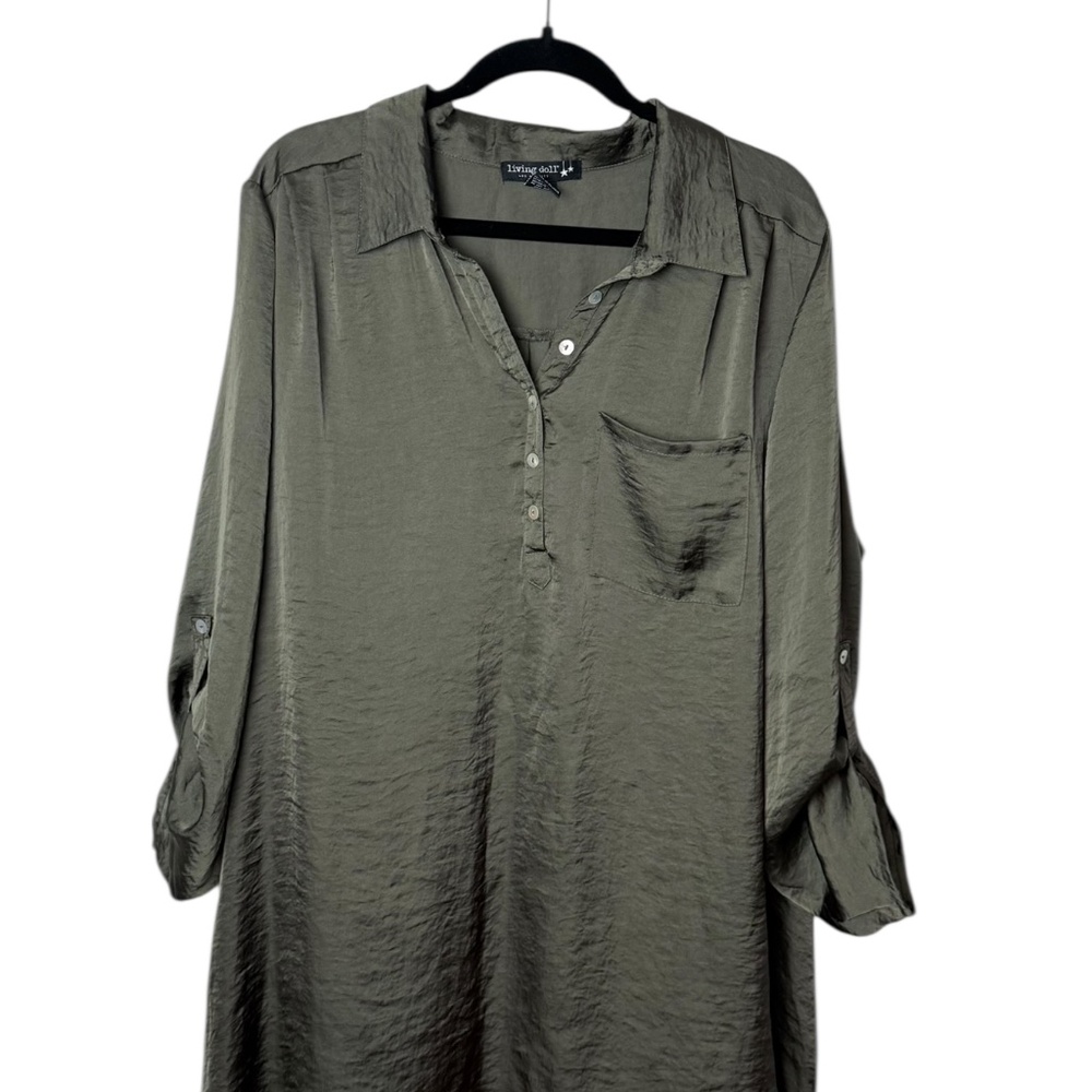 Living Dolls Olive Green Oversized Tunic Blouse (A)
